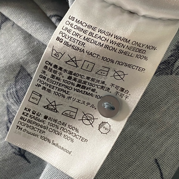 H&M Soft Blue Feather Print Boho Hippie Shirt - Picture 6 of 7